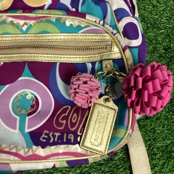 Coach Poppy Graffiti Multicolor & Gold Backpack - Picture 2 of 16